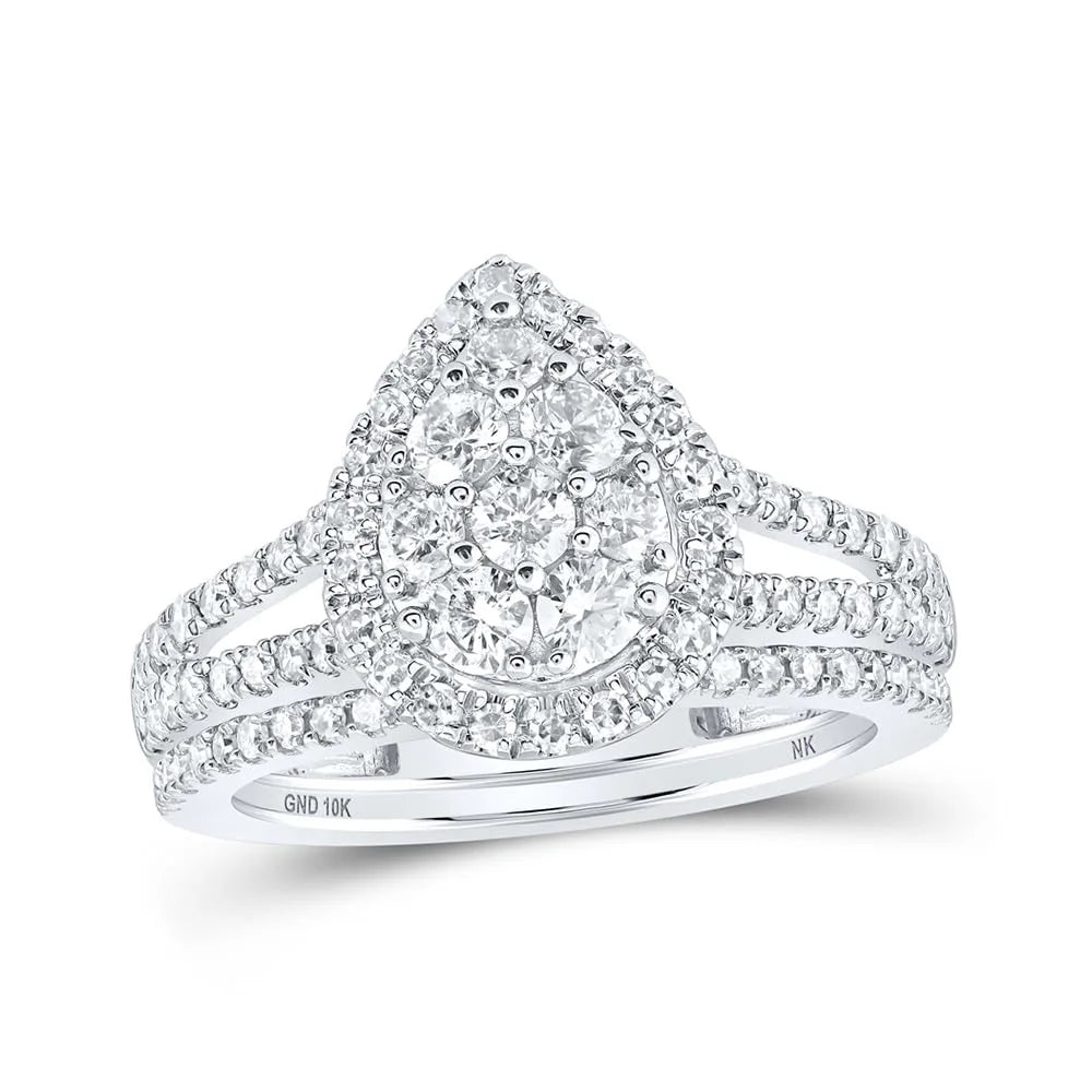 10kt White Gold Diamond Bridal Ring Set 1 Cttw Size 6 Q960