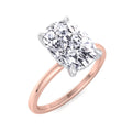 Two Tone Moissanite Elongated Cushion Cut Engagement Ring with Hidden Halo F863749