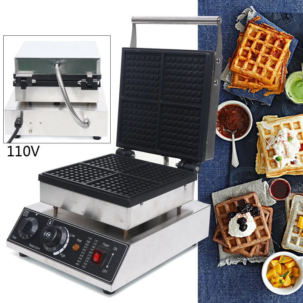 4Pcs Nonstick Electric Belgian Waffle Maker Machine M1817