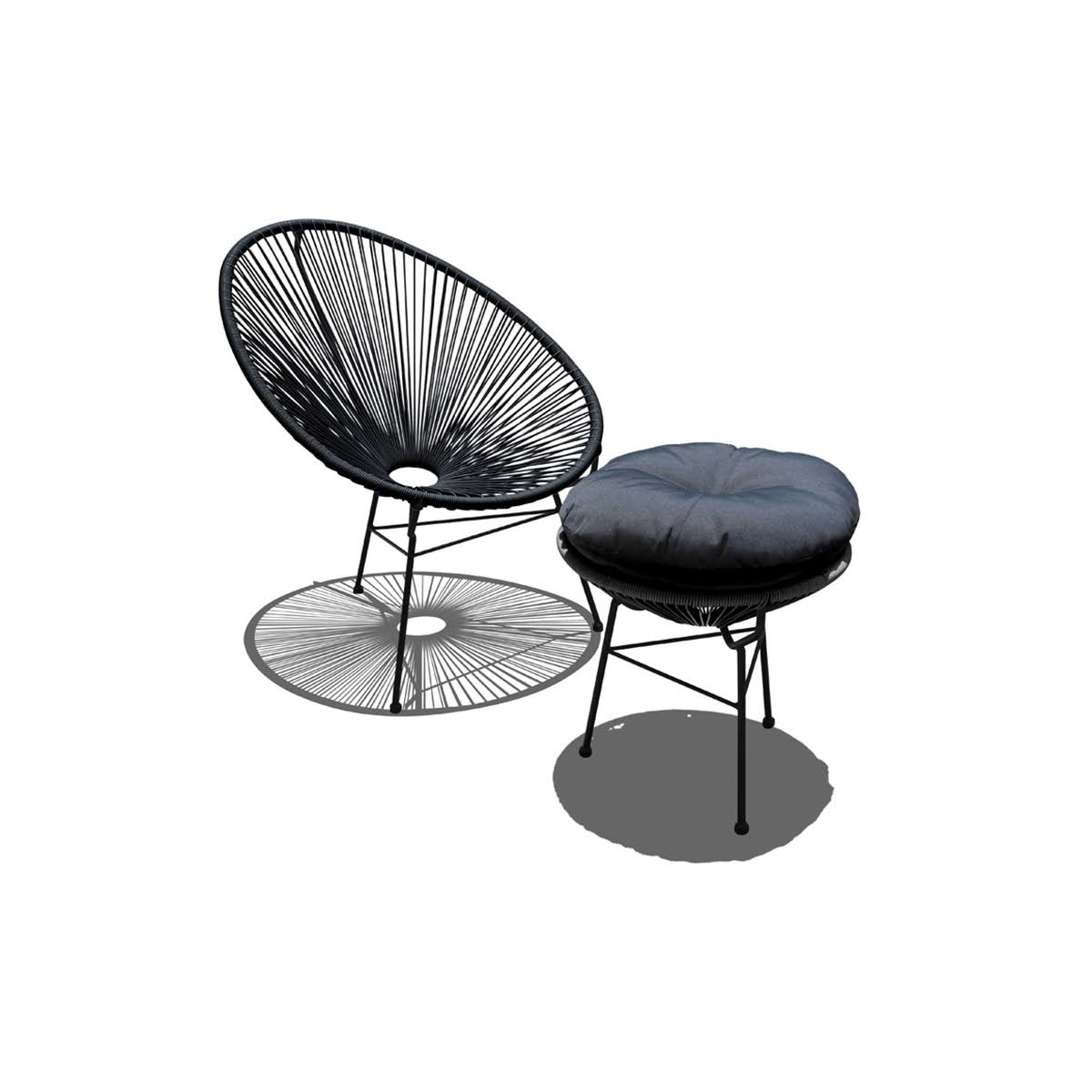 Jet Black 3-Piece Chat Set D315462