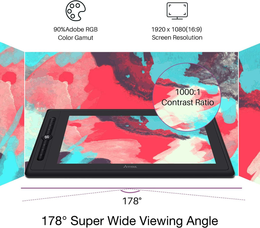 15.6’’ Pen Display Graphics Drawing Monitor with Stand Battery-Free Pen E1890