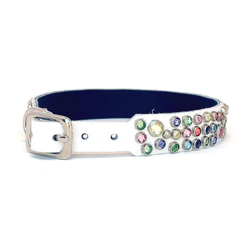 White Leather Dog Collar Size 16 Y508903