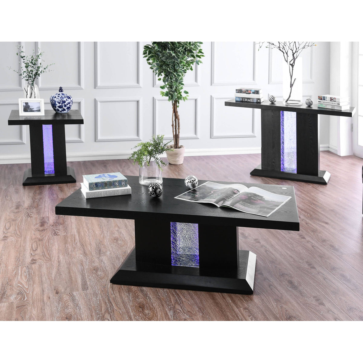 Black LED End Table E70363
