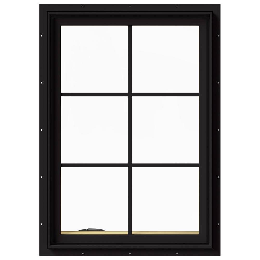 Black Painted Clad Wood Left-Handed Casement Window with Colonial Grids D9918
