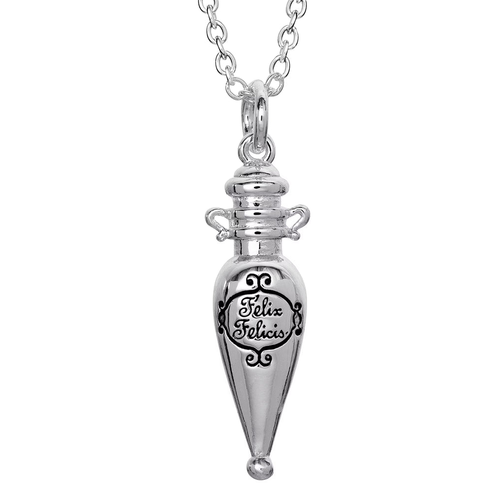 Silver Plated Potion Bottle Pendant Necklace O460