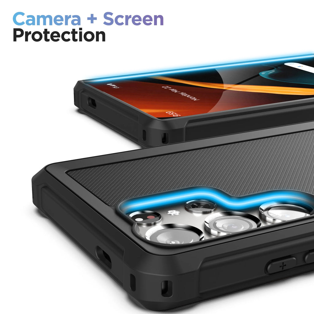 Falcon Belt Case with Holster Clip and Tempered Glass Screen Protector (Black) A634