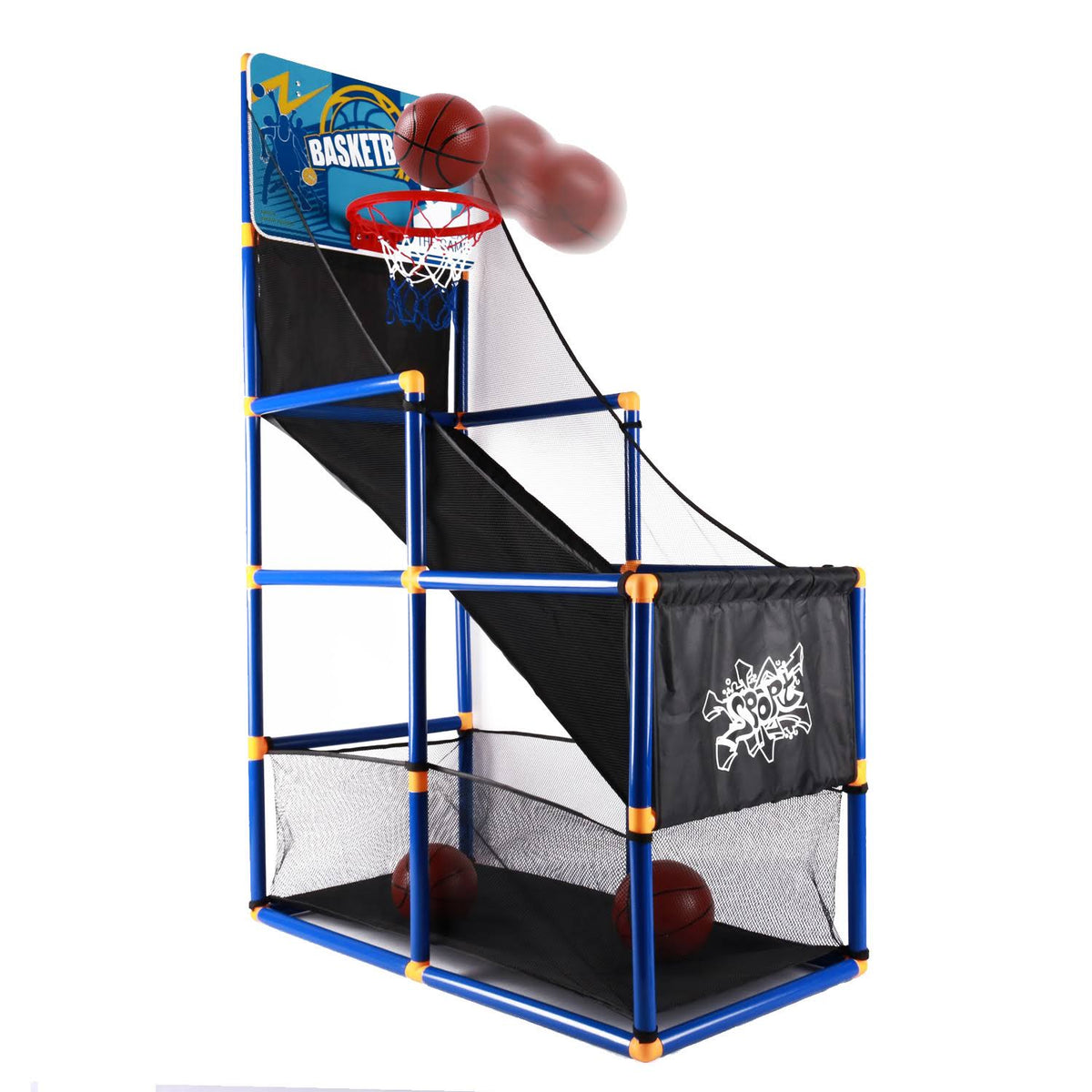 2 Balls Basketball Court Shooting Game Slide Ramp N73814