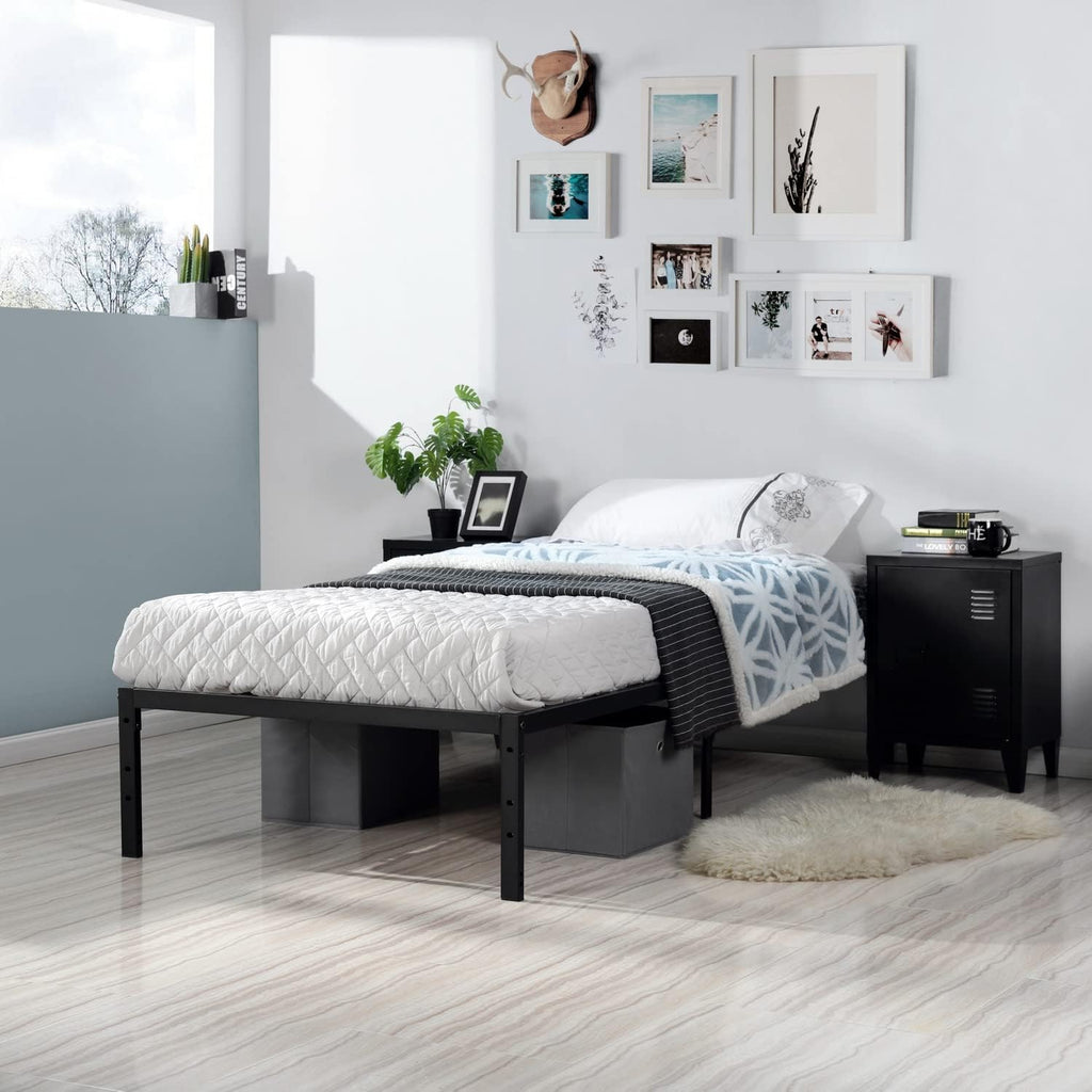 Black Metal Twin Size Bed Frame with Headboard and Footboard K9534