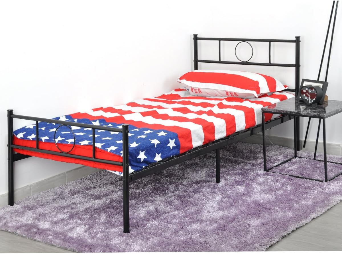 Black Metal Twin Size Bed Frame with Headboard and Footboard K9534