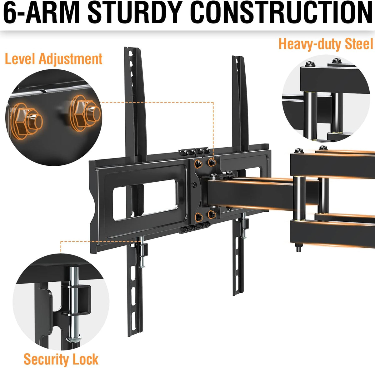 TV Wall Mount Swivel and Tilt Full Motion, Dual Arms, Max VESA 600x400mm, 99 lbs, Pack of 2 O877424