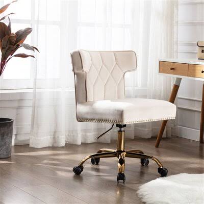 Beige Velvet Task Chair D436