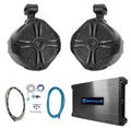 8" Black 600w Marine Wakeboard Tower Speakers with Amplifier Kit N4626