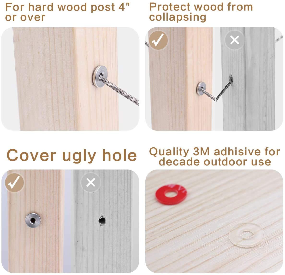 60Pack 1/8 Angle Protector Sleeve Cable Railing Kit 30 Degree T316 Stainless Steel Z236
