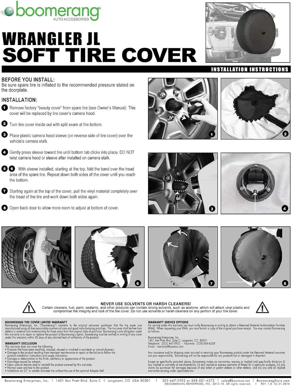 33" Soft Tire Cover for Jeep Wrangler JL Pack of 2 K54004