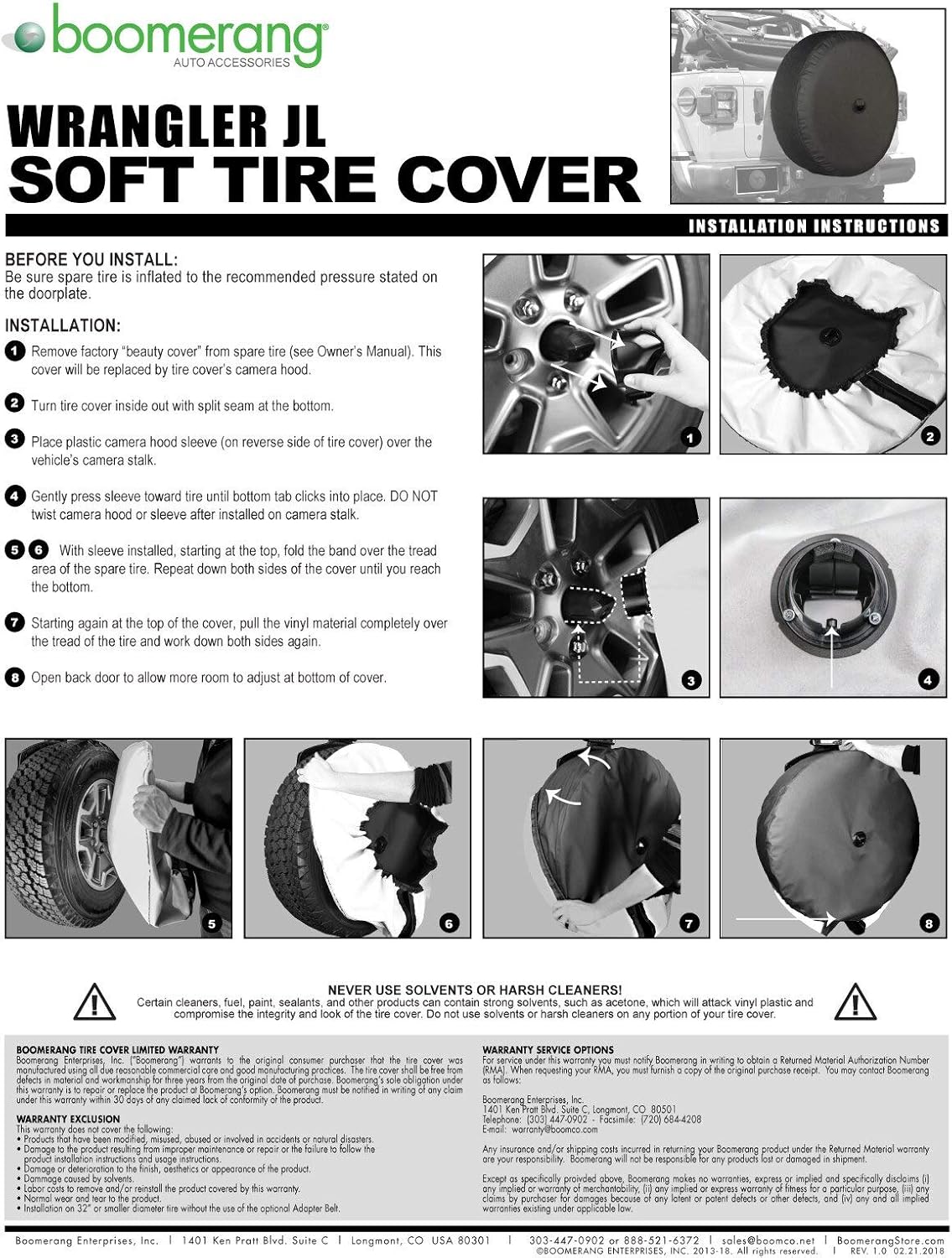 33" Soft Tire Cover for Jeep Wrangler JL Pack of 2 K54004