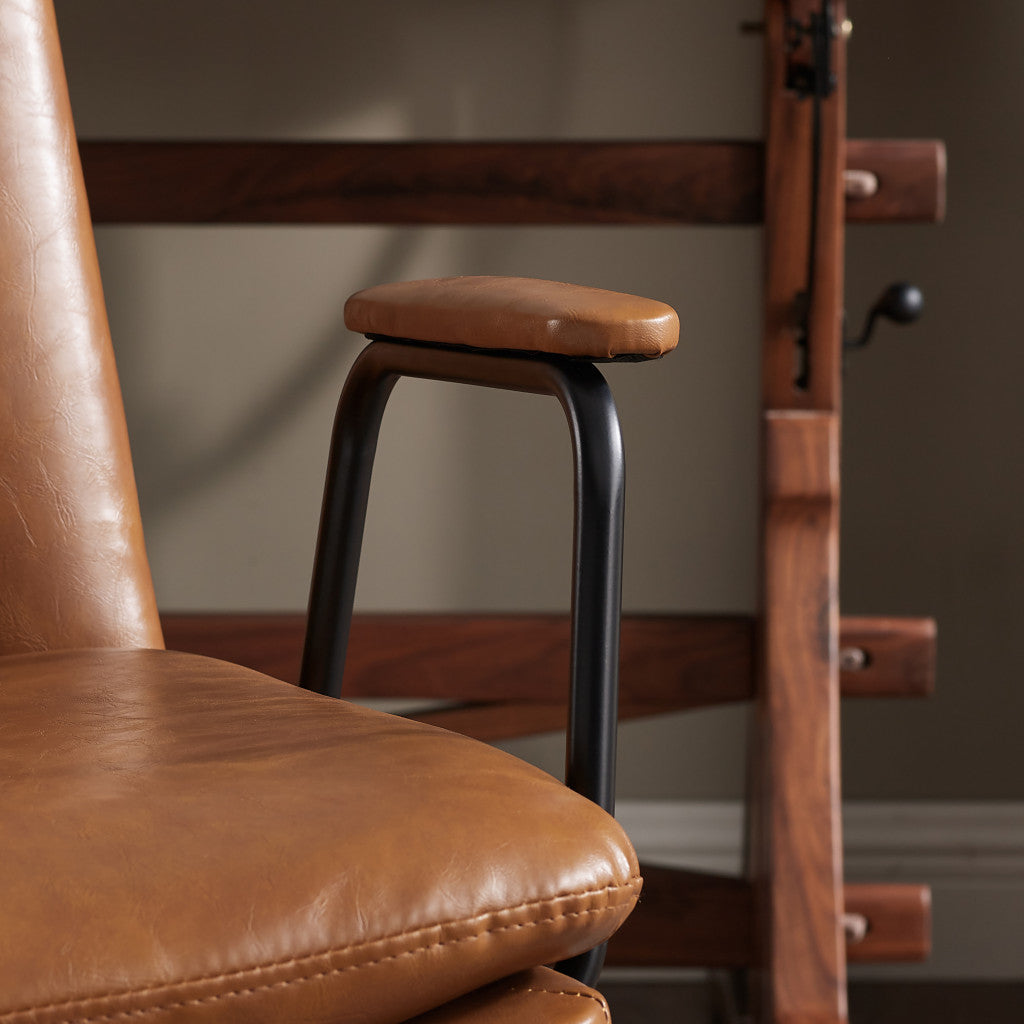 Carmel Brown Faux Leather Swivel Arm Chair W633