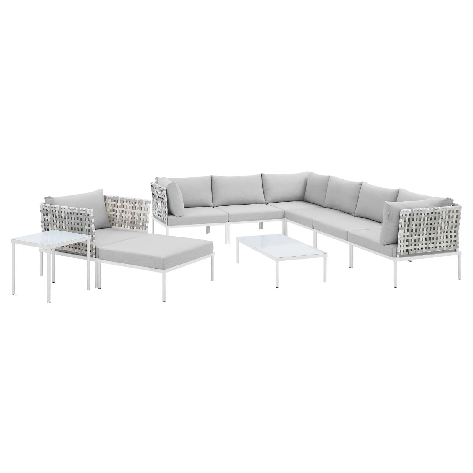 10-Piece Aluminum Outdoor Sectional Sofa Set in Taupe Gray L1796