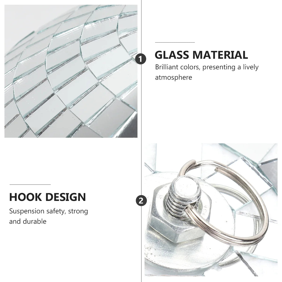 Silver Disco Mirror Ball with Hook V33458