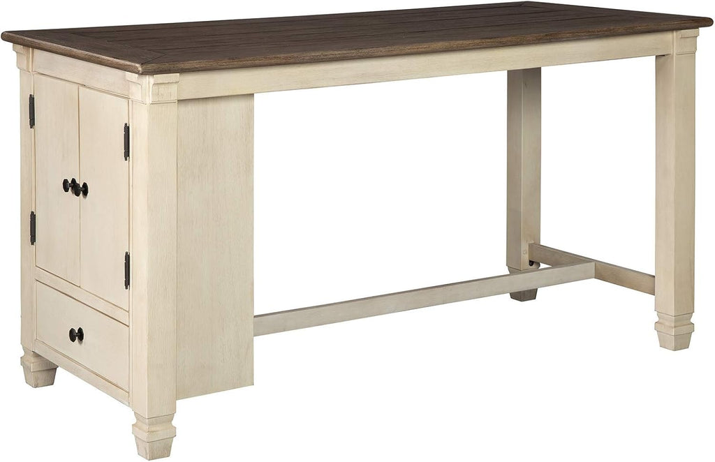 Rustic Counter Height Dining Table with Storage, Dark Gray U811