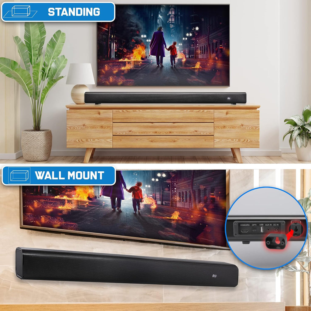 TV Speaker Soundbar with Bluetooth, Wall Mountable, 32 with Remote Control H910425