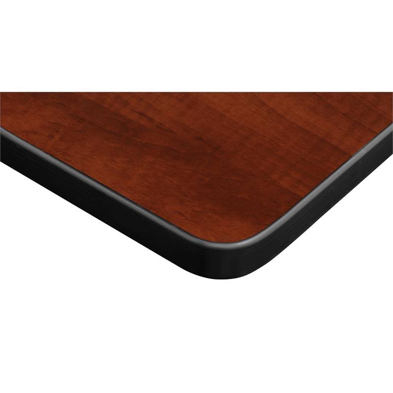Cherry Square Breakroom Table & 4 Black Stack Chairs M938056