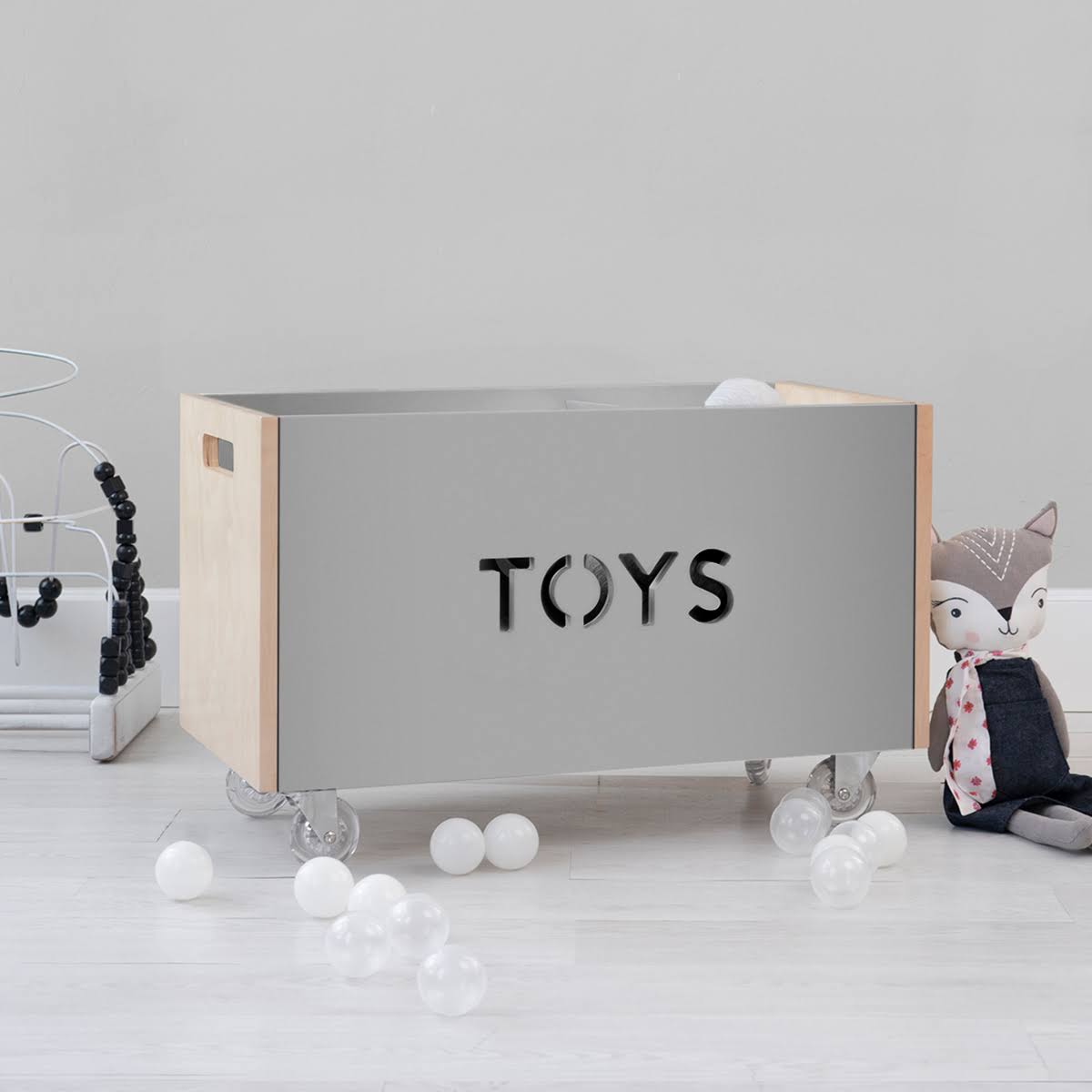 Toy Box Chest on Casters, Birch / White B91140