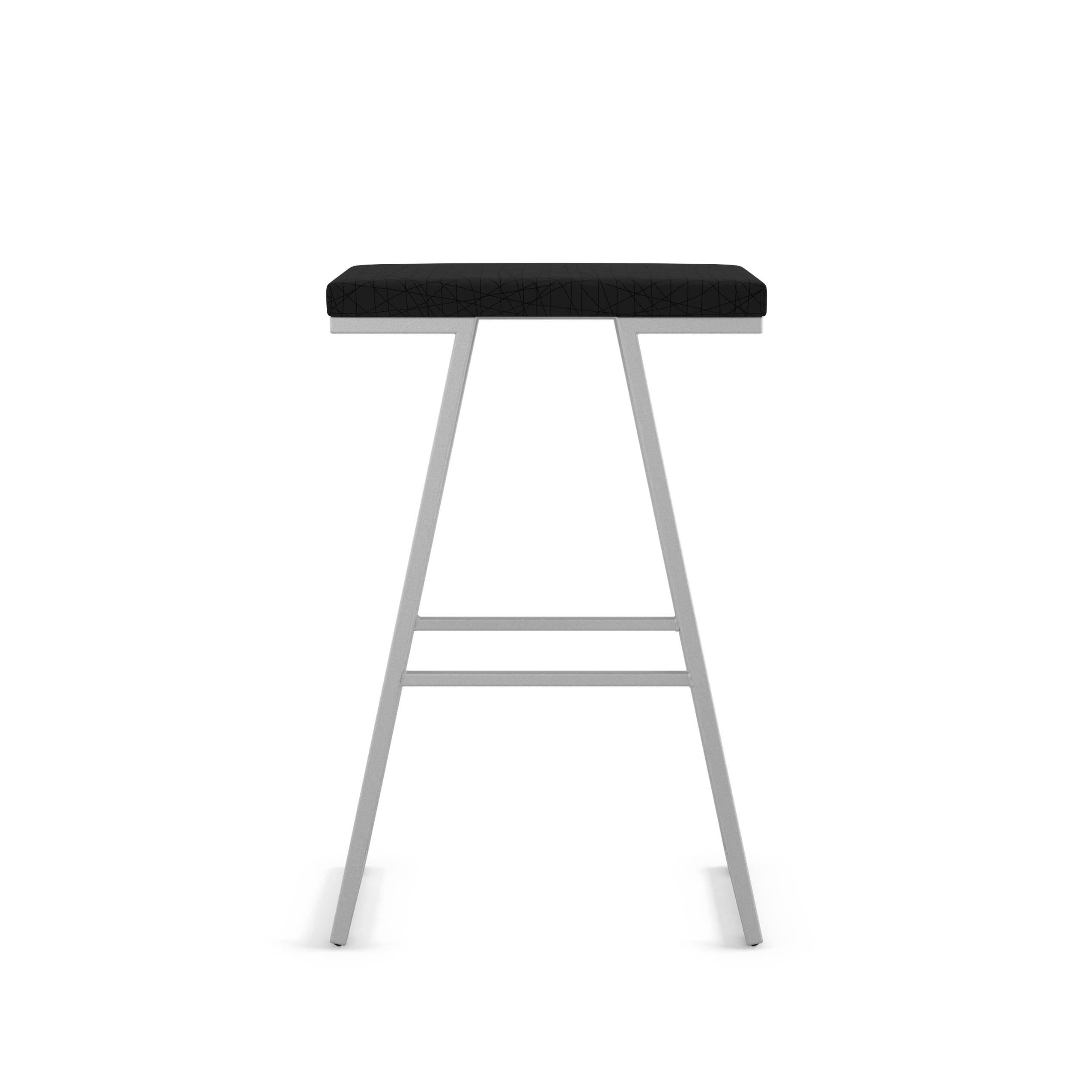 Black/Silver Gray PVC and Metal Counter Stool T793696