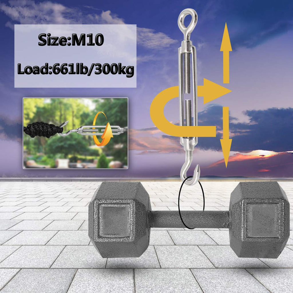 304 Stainless Steel Adjustable Wire Rope Tensioner Kit with Hooks J202