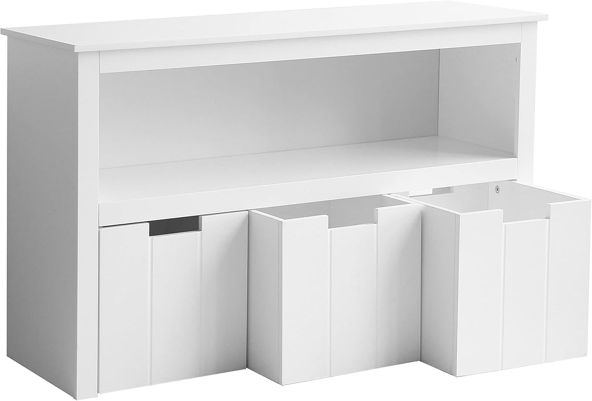 White Toy Box Organizer Storage Chest with Wheels G13055