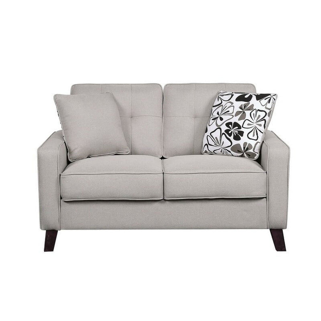 Beige Linen Upholstered Tufted Loveseat X5090