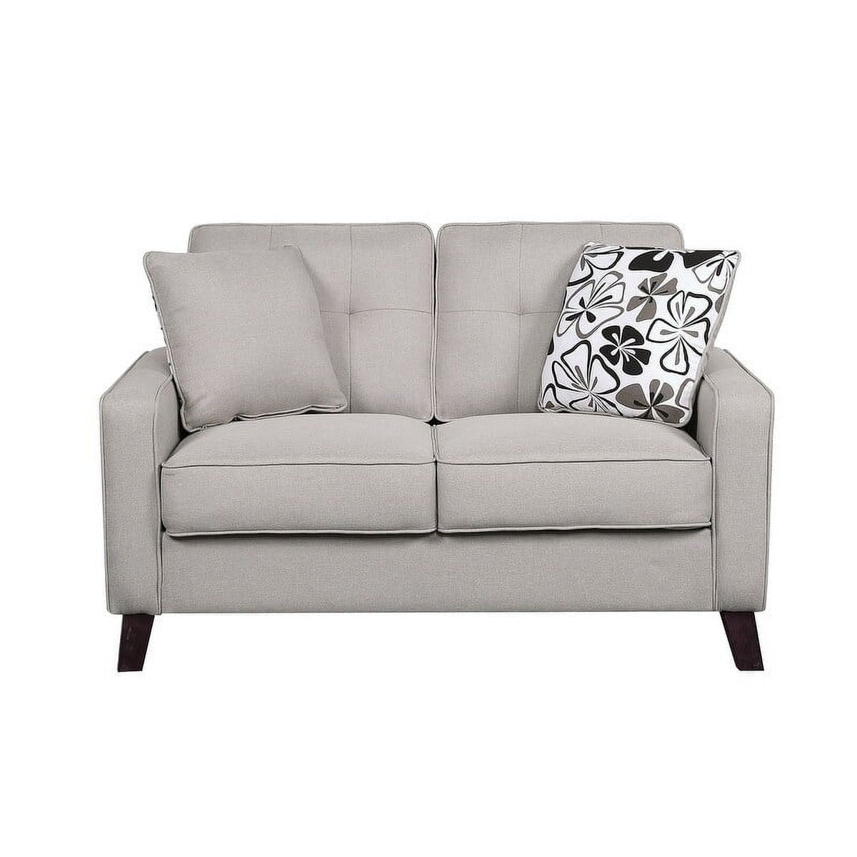 Beige Linen Upholstered Tufted Loveseat X5090