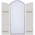 Rustic Faux Wood Shutters with Elliptical Arch Top X600