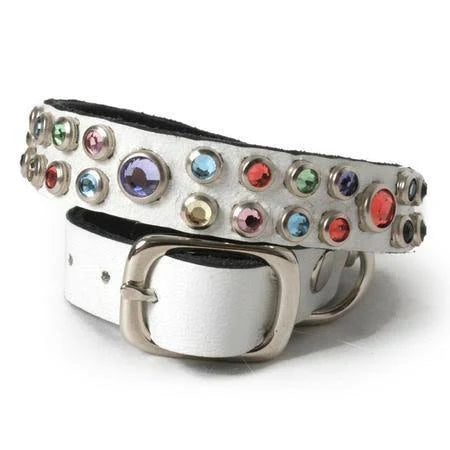 White Leather Dog Collar Size 16 Y508903