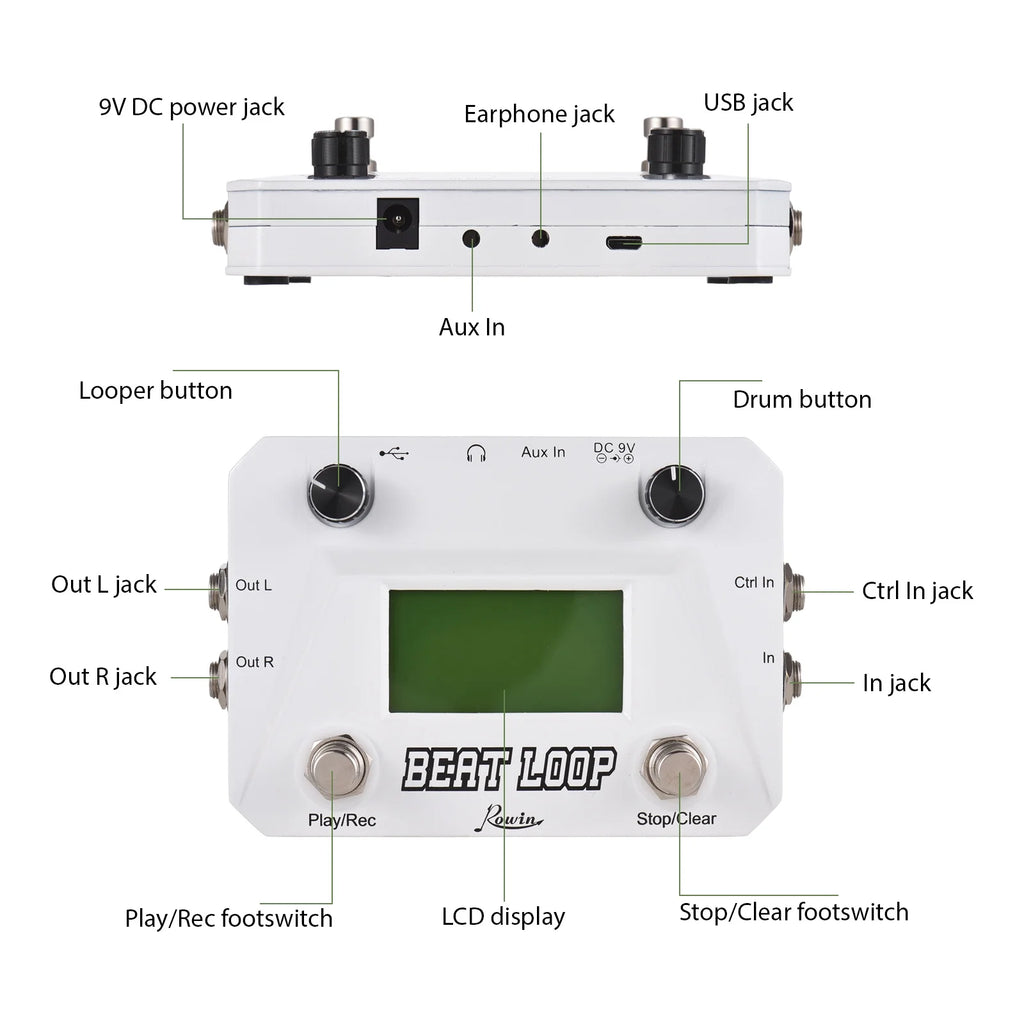 40 Drums LCD Display Looper Pedal with 3.5mm Audio Input C917