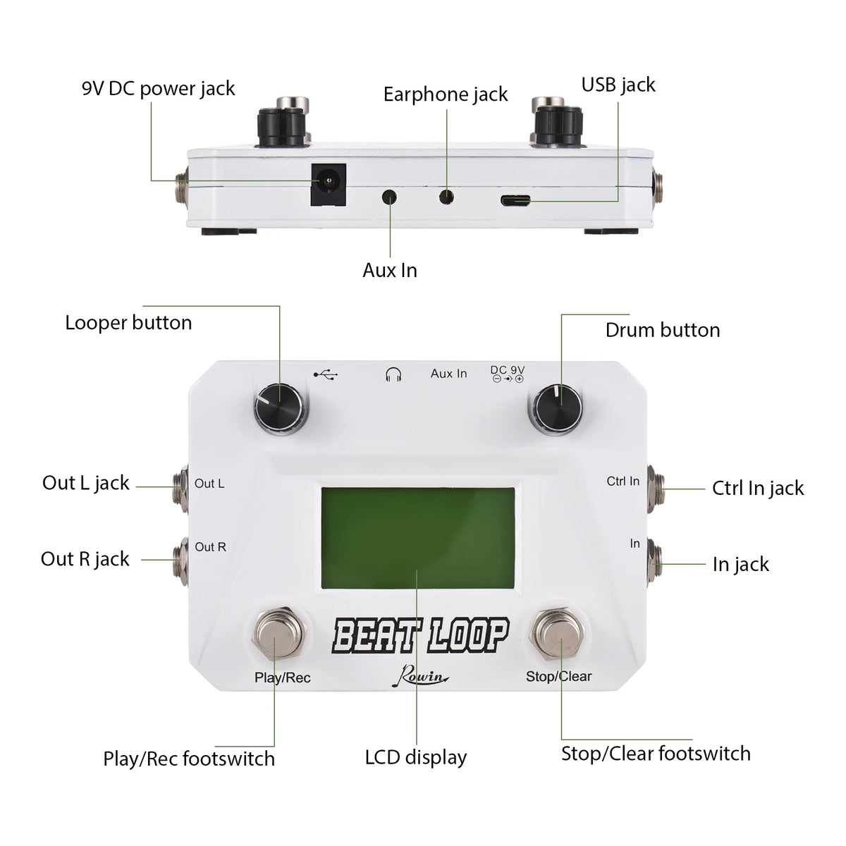 40 Drums LCD Display Looper Pedal with 3.5mm Audio Input C917