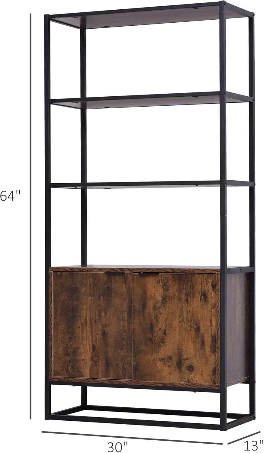 Brown Storage Cabinet with 3 Open Shelves R50220