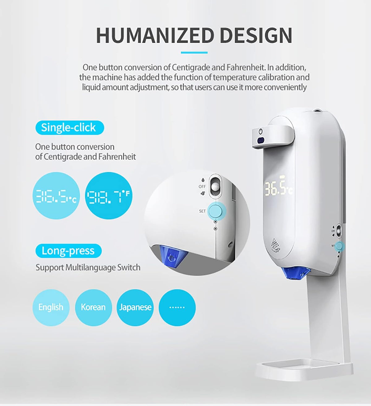 Automatic Soap Dispenser with Stand and Touchless Thermometer, Pack of 2 S589