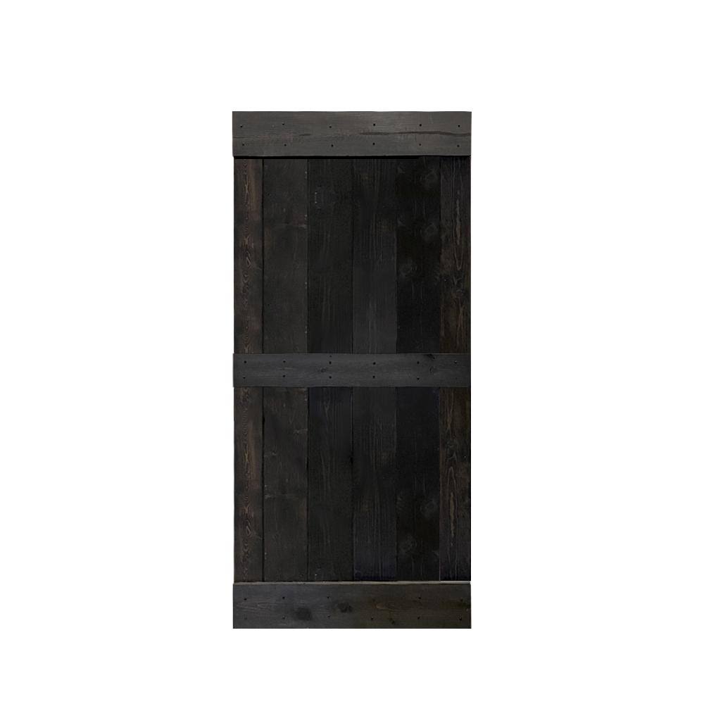 Charcoal Black Solid Wood Interior Sliding Barn Door 38 x 84 D367
