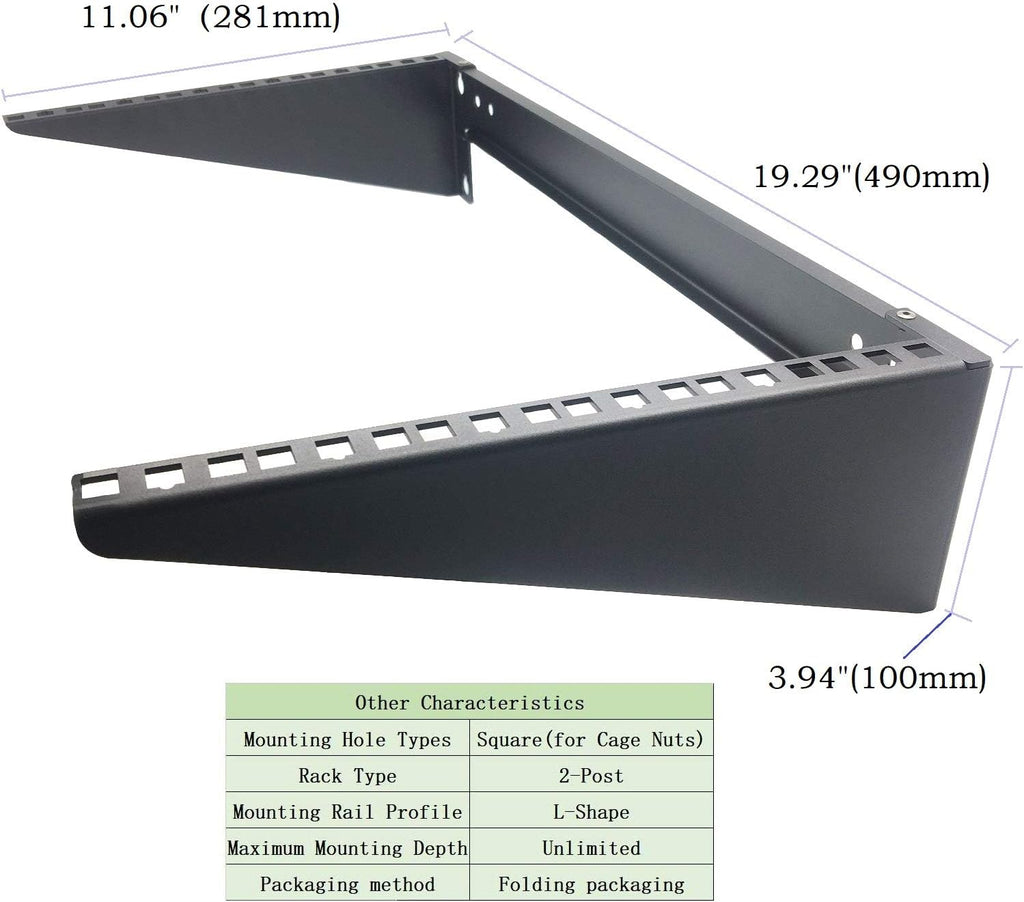 6U Folding 19 Inches Cold Rolled Steel Wall Mountable Vertical Rack Pack of 2 P723800
