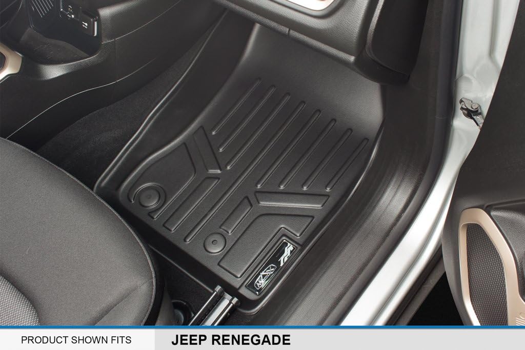 Black 2 Row & Cargo Floor Mat Liner Set for Jeep Renegade O8879