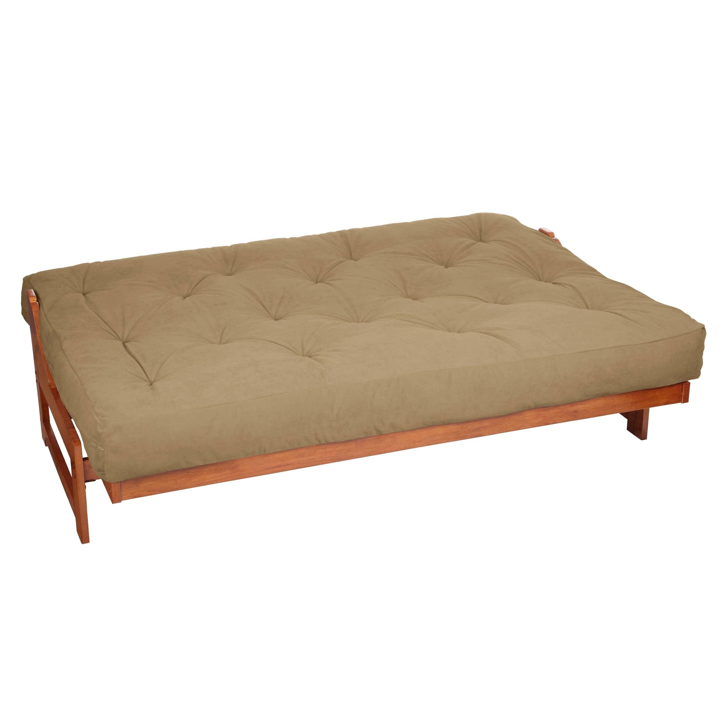 Queen Size Khaki Suede 8-Inch Latex Futon Mattress O295