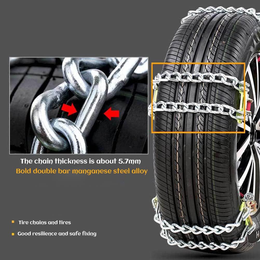 Snow Chains for Car, Anti Slip, Tire Width 165-275mm, Heavy Duty, Pack of 2 U848267