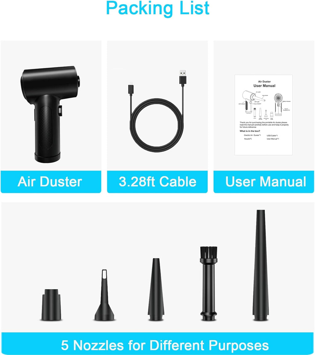 Rechargeable Cordless Air Duster with LED Light, Pack of 2 U9658