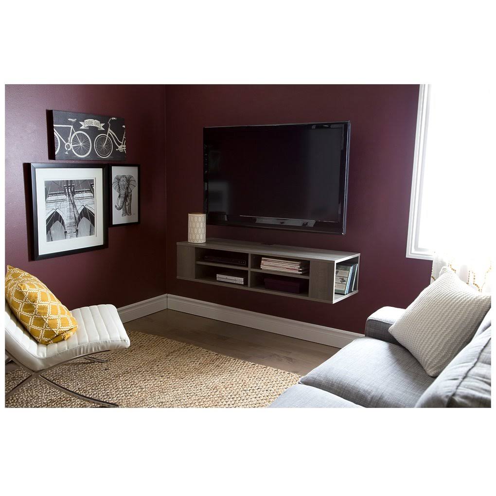 Wall Mounted Media Console, Gray Maple U8385