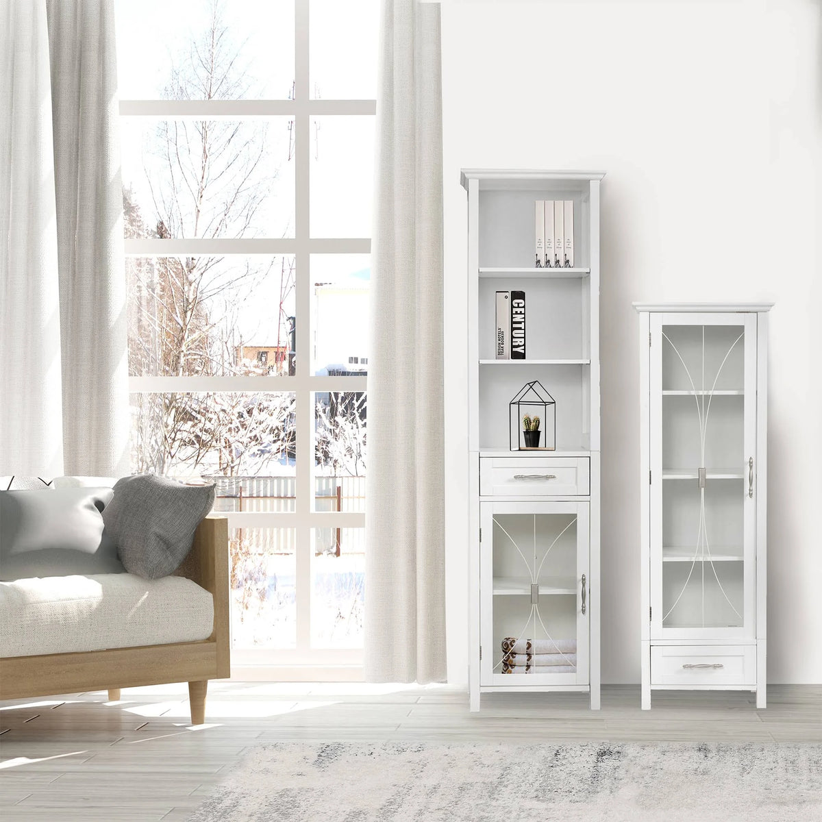 White Linen Cabinet P163
