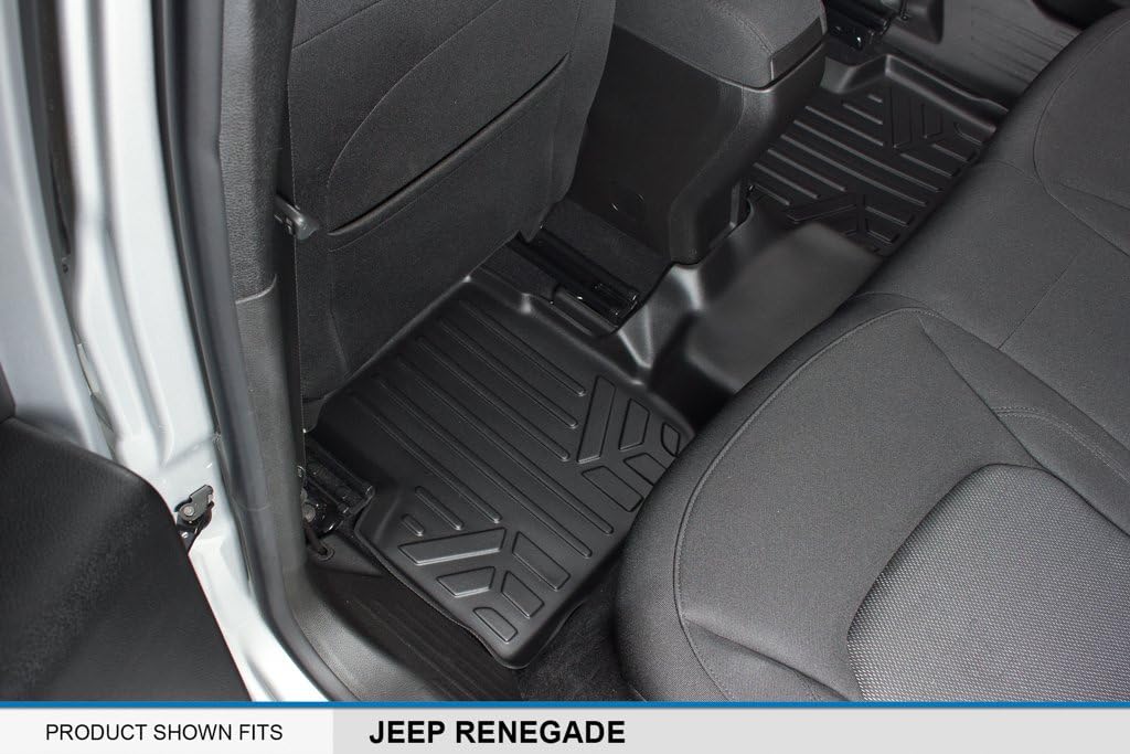 Black 2 Row & Cargo Floor Mat Liner Set for Jeep Renegade O8879
