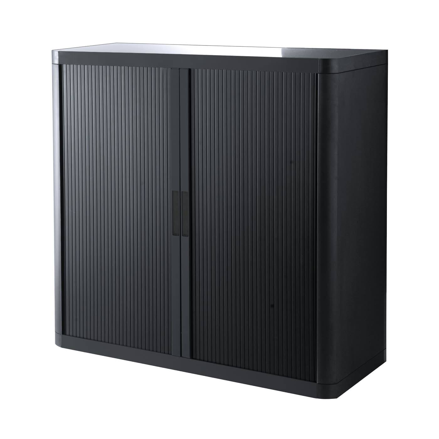 Black Tall Storage Cabinet with Two Shelves O2793