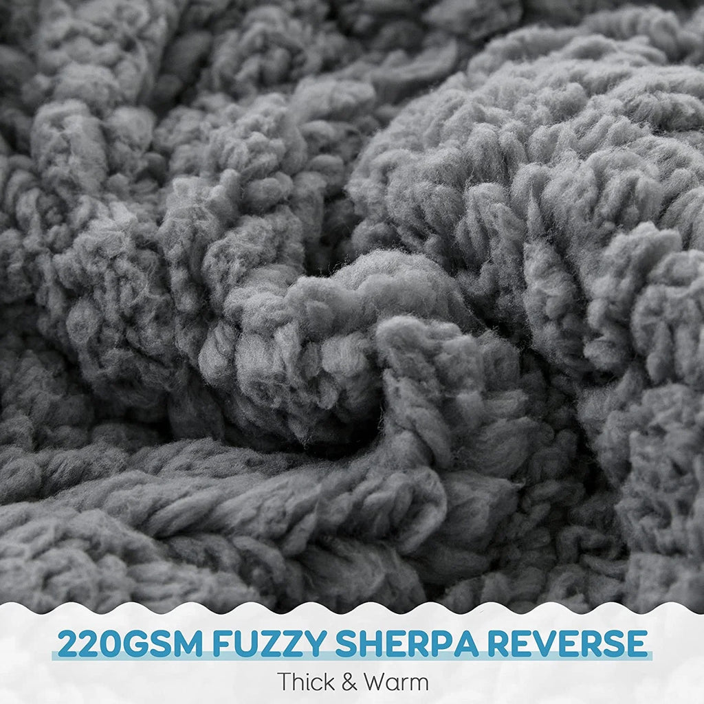 Gray Sherpa Fleece Weighted Blanket Queen Size 15lbs 60"x80" H449