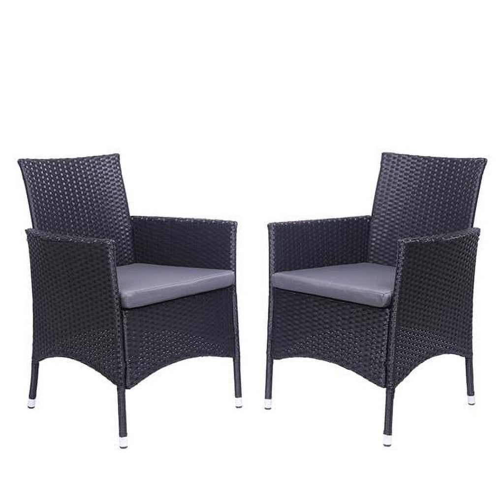 Black Rattan Single Backrest Chairs Outdoor Patio Furniture B921788