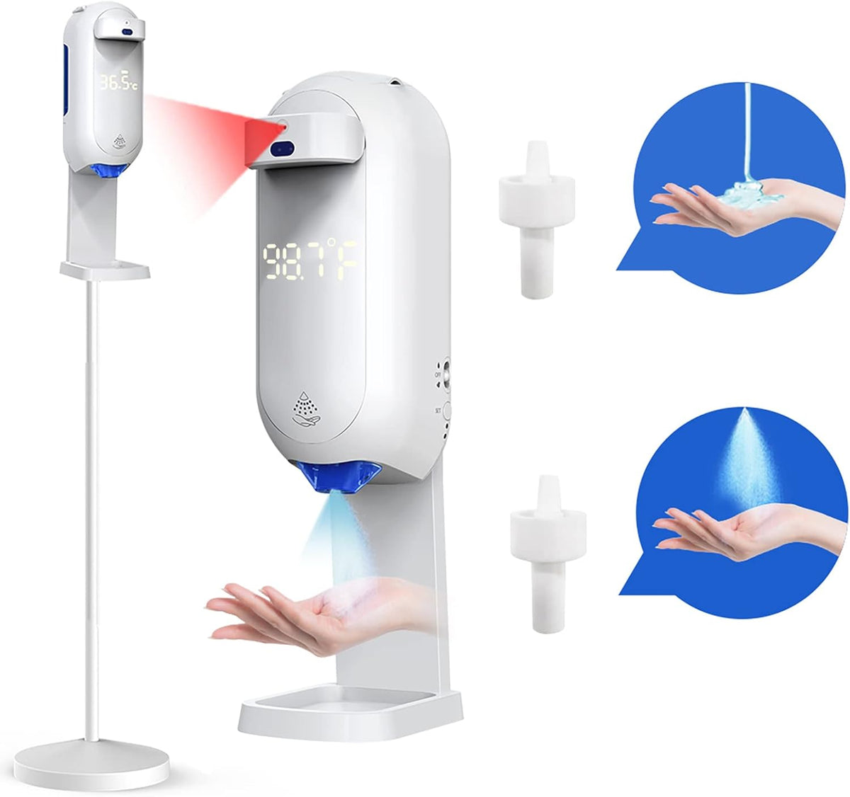 Automatic Soap Dispenser with Stand and Touchless Thermometer, Pack of 2 S589